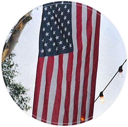 HEOEH USA Zászló Az Égen, Csúszásmentes Lábtörlő 15.7 Kerek Szőnyeg, Szőnyegek Szőnyeg Gyerekeknek Hálószoba Baba Szoba Játszani