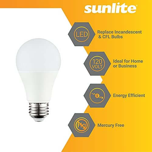 Sunlite 81025-SU LED 19 Háztartási Izzók, 9 Watt (60W Egyenértékű), 800 Lumen, 120 V-os, Közepes Bázis (E26), Nem Szabályozható, Frost