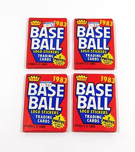 Sok (4) 1983 Fleer Baseball Viasz Csomag Lezárt (15 Kártyák egy csomagban) - Baseball Viasz Csomag