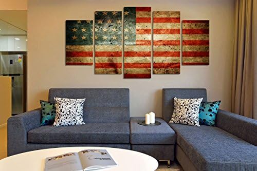 VVOVV Fali Dekor Amerikai Zászló Wall Art a Vásznon Dekoráció Hazafias Téma Rusztikus Vászon Festményről Keretben a Nappali, Hálószoba, Iroda