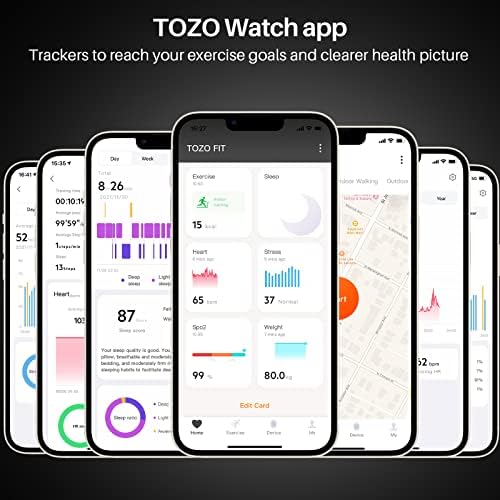 TOZO S2 Intelligens Karóra Alexa Beépített Fitness Tracker pulzusszám-Vér Oxigén Monitor, Alvás Monitor 5ATM Vízálló 1.69 hüvelykes HD Színes