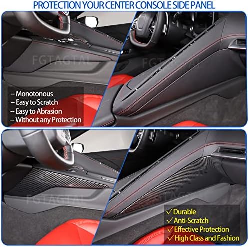A középkonzol Oldalán Panel Trim Cover Kompatibilis Chevrolet Corvette C8 2020-2023, ABS, Vezető Oldali Panel Vágás, Co-Pilot Oldalon középkonzol