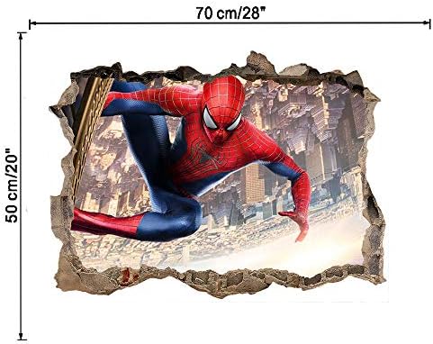 CATCOQ Szuperhős Fali Matricák DIY Cserélhető Spider-Man Fali Matricák Dekoráció Fiúk Hálószoba, Nappali Gyerekeknek Óvoda(19.6x27.6