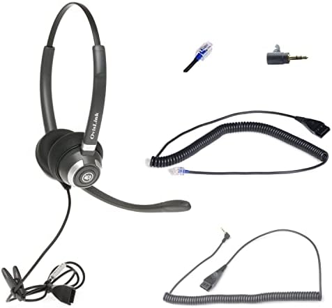 OvisLink Egyetlen Fül/Két Fül Cserélhető Call Center Fülhallgató Kompatibilis Polycom Allworx IP-Telefonok. RJ9 & 2,5 mm Gyorsan