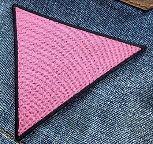 Rózsaszín Háromszög - Meleg LMBT Támogatás Büszkeség Szimbóluma - 4 inch Vas-a Hímzett Javítás