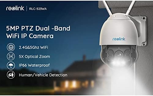 Reolink kle-nél-523WA Dual-Band 5.0 MP Super HD Pan-Tilt Zoom Szabadtéri Wi-Fi Biztonsági Kamera Spotlámpa