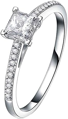 2023 Új Női Eljegyzési Cirkon Gyűrű Gyémánt Személyre szabott Hercegnő Gyűrűk Hét hu Gyűrűk (Ezüst, 7)