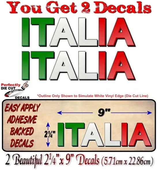 2 Italia-Olaszország Zászló Betűkkel 9 Matricák Gyönyörű Olasz Design Megfogalmazás Racing Vinyl Matricák
