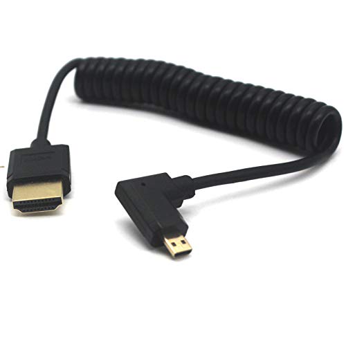 MOTONG 4K Szabvány HDMI 2.0 Micro HDMI Kábel Spirál Mikro HDMI-Férfi 90 Fokos Bal Szög HDMI 2.0 Női kábel Kábel 4K@60Hz(1,8 M, F