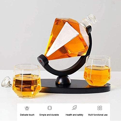 Whiskys üveget Kreatív Whiskys Üveget Globe Meghatározott, Gyémánt Alakú, Üvegáru, 2 Szemüveg, Valamint Fából készült alappal