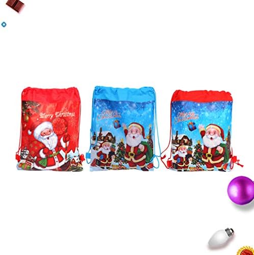 Happyyami Húzózsinórral Hátizsák Édesség Ajándék Táskák 3pcs Karácsonyi Ajándék Zsinórral Csomagokat Mikulás Hátizsák, táska Gyerekeknek