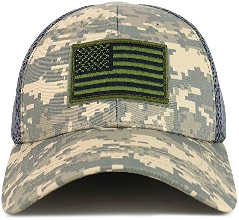 Armycrew Amerikai Zászló Olive Taktikai Hímzett Javítás Air Mesh Flex Sapka