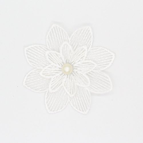 (Csomag 10) Hímzés Fehér Virágok Varrni A Patch Jelvény Esküvői Menyasszonyi Ruha Hímzett Applied DIY (Fehér)