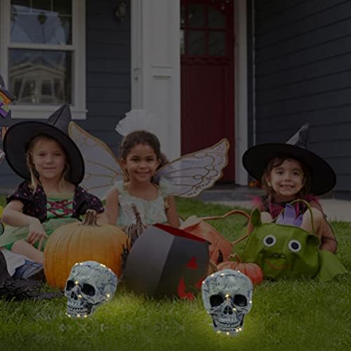 TOYANDONA 2Pack Halloween Csontváz Fejét, Dekoráció - Halloween Koponya fényfüzér Dekorációs elemes LED Lámpák Koponyák Kellék