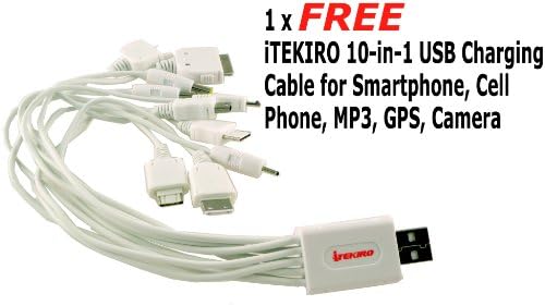 iTEKIRO Fali DC Autó Akkumulátor Töltő Készlet Panasonic DMC-FX01EG-S + iTEKIRO 10-in-1 USB Töltő Kábel