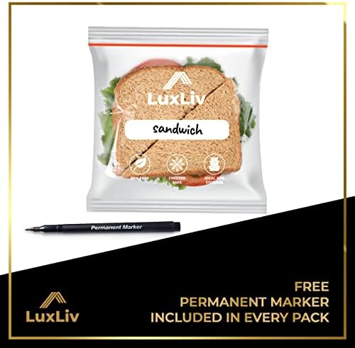 100 x LuxLiv ® Műanyag uzsonnás Zacskók & Toll – Díj Zip Zsákok – Ebéd Táskák lesz zárható zacskókra Bezárása – 100 Snack Táskák