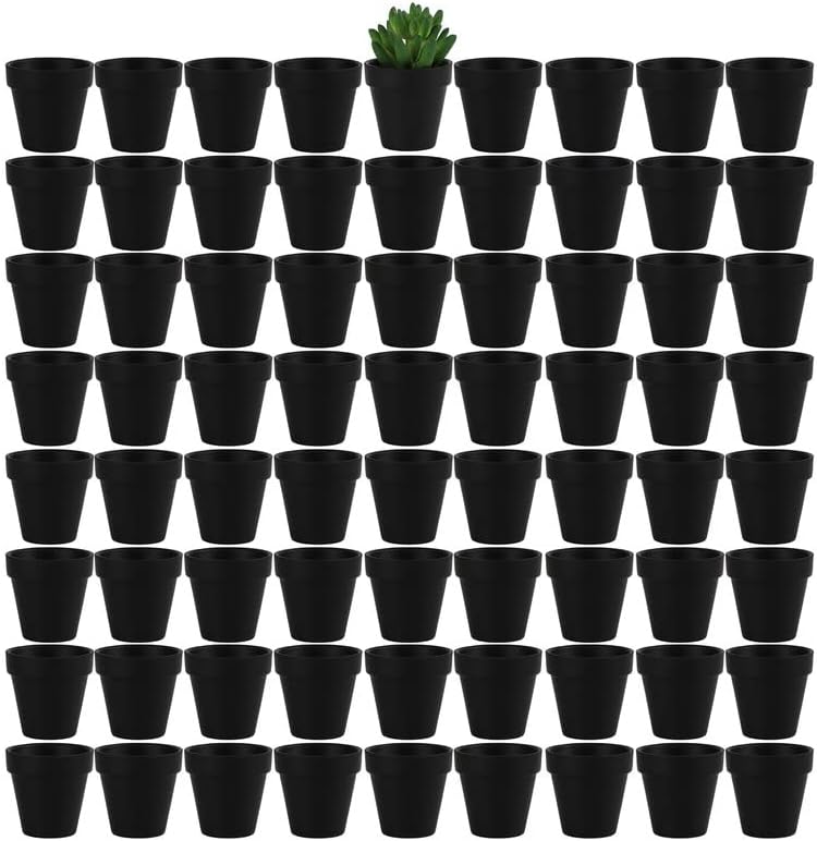 Yishang 72 db Kis Mini Fekete Agyag Edények, 2.5 Terrakotta Edény Agyag Kerámia Kerámia Ültetvényes,Kaktusz Virág, terrakotta Cserépben,pozsgás