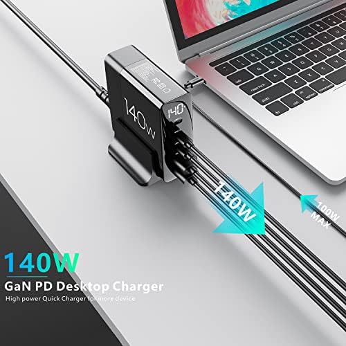 140W USB-C Töltő, URVNS LED Kijelző 5-Portok PD 100W PPS 45W QC60W Gyors Töltés GaN Adapter MacBook Pro/Levegő, iPad Pro, iPhone 14/13