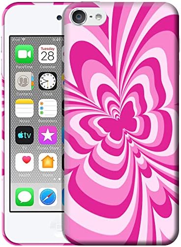 Sasi - iPod Touch 7 Esetben, iPod Touch 6 Esetben, iPod Touch 5 Esetben - Rózsaszín Pillangó Design Nyomtatott Slim Fit Védő Műanyag Tervező