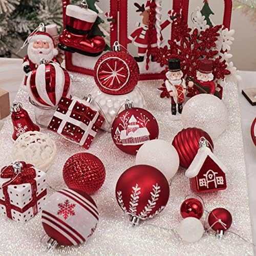 Valerij Madelyn Hagyományos Piros-Fehér Karácsony lakberendezés Érték Csomag (3 Elem) | 100ct Karácsonyi Labdát Dísz, 25 hüvelyk Karácsonyi