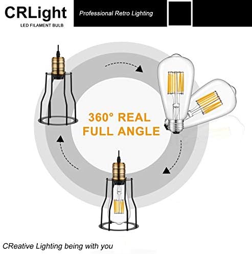 CRLight 10W LED-Edison-Izzó 100W Egyenértékű 1000LM, 2700K Meleg Fehér E26 Közepes Bázis, ST64 Vintage Átlátszó Üveg LED Izzószálas