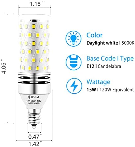 E12 LED Izzók, 15W LED Gyertyatartót Izzó 120 Watt Egyenértékű, 1200lm, E12 Közepes Bázis Dekoratív Nem Szabályozható LED