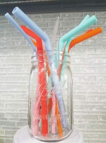 Rendszeres & Jumbo Újrafelhasználható Szilikon Szívószál - Készlet 10 Hordozó Táska - BPA Mentes - Újrahasznosítható Szívószál