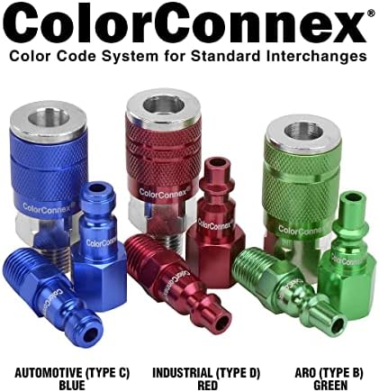 ColorConnex Csatoló & Csatlakozó Készlet, Gépjármű Típus C, 1/4 NPT, Kék, 3 Részes - A72452C