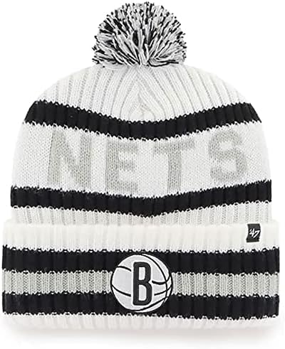 '47 Brooklyn Nets Womens Bering Mandzsetta Kötött Stretch Fit Fekete Csapat Színes Logo Beanie