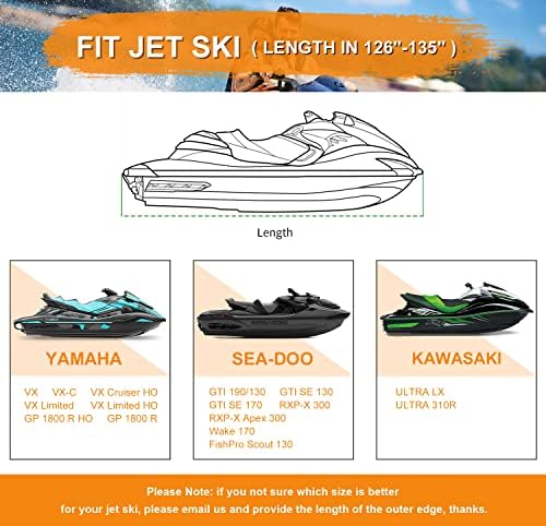 Sunwhale Trailerable Jet-Ski Fedél 1-3 Ülések, nagy teherbírású Vízálló 210D, 2 Szellőző UV Ellenálló Illik Yamaha Sea-Doo Kawasaki Vízi