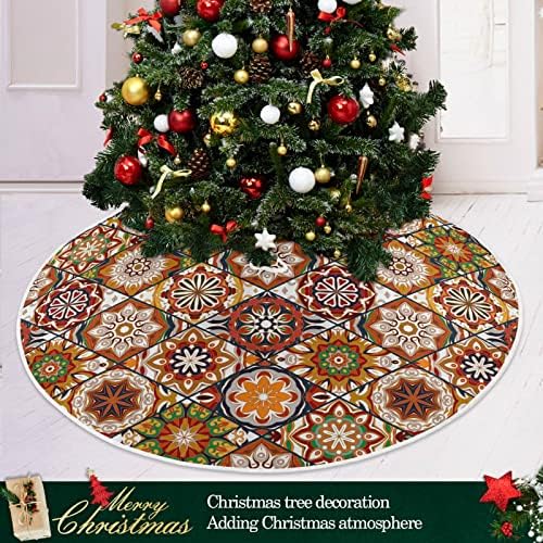 Oarencol Bohém Mandala Virágos karácsonyfa Szoknya 36 hüvelyk Marokkói Etnikai Bohém Virág Kockás Karácsony karácsonyi Parti