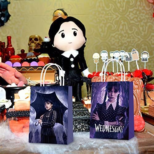 16 Db Wednesday Addams Fél, Papír, Ajándék táska, 2 Stílusok Fél Javára Táskák Kezeli a Wednesday Addams Parti Dekoráció,