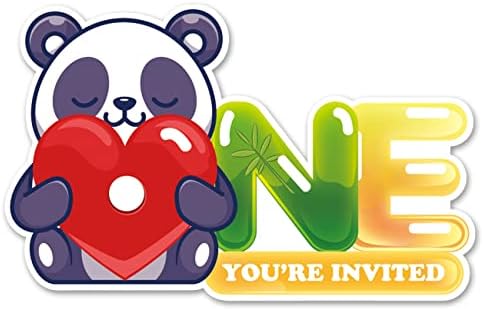 Panda 1. Meghívókat a Borítékokat, 20 Meghatározott Panda Egy Alakú Meghívók Egy Éves Születésnapját a babaváró Buli Felkéri