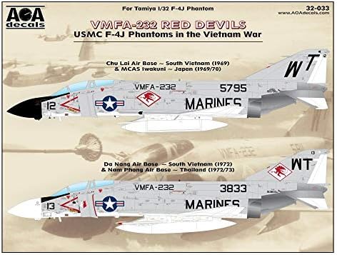 KÉSZÜLTEK Matricák AOA32033 1:32 USMC F-4J Phantom II-ben A Vietnami Háború - VMFA-232 Vörös Ördögök [CSÚSZDÁN Matrica Lap]