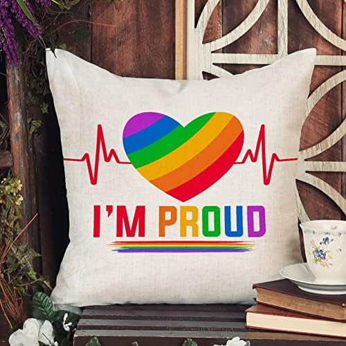 Büszke vagyok rá, Szivárvány Szívverés Párnát Fedezze Valentin Napi Párna Esetben a Nemek közötti Egyenlőség LGBTQ Meleg Büszkeség