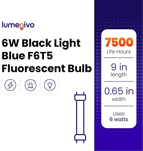 Fluoreszcens Cső Blacklight Kék Izzó F6T5/BLB 6 Watt G5 Mini Bi-Pin-Bázis Csere Fény által Lumenivo - Fekete Fény BLB - 9 Inch 6