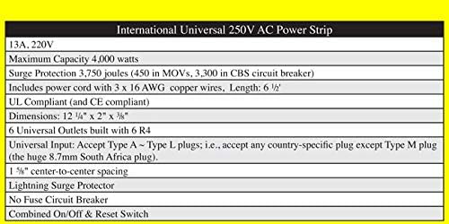 Wonpro Egyetemes 100V-250V AC Power Strip