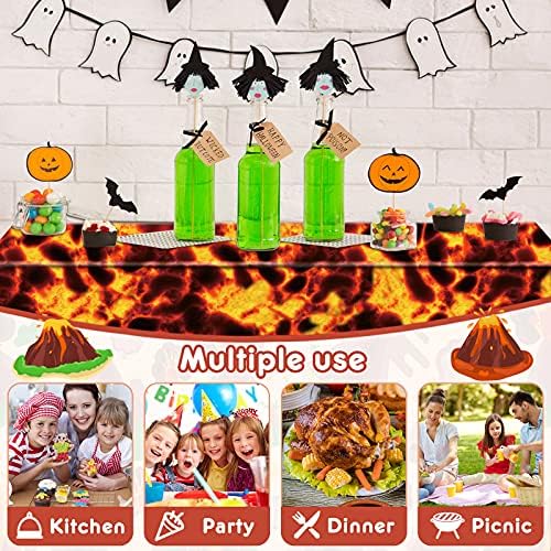 Láva Terítő Vulkán Halloween Dekoráció, Műanyag Táblázat tartalmazza Láva Party Kellékek Vulkán Terítő Tűz Táblázat tartalmazza Vízálló