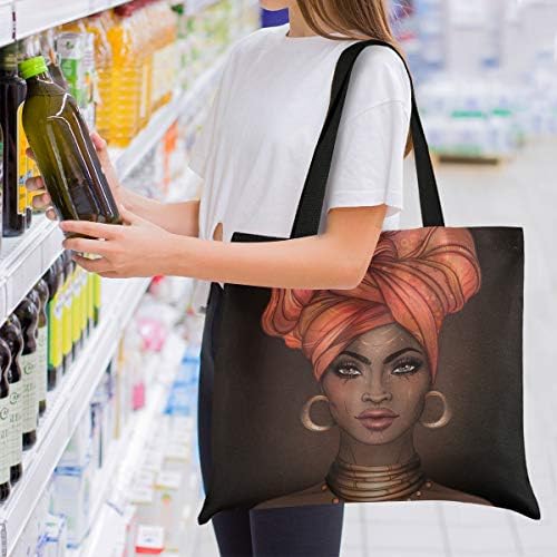 senya Vászon Táska Afro-Amerikai Nő Vásárolni Ruhát Újrafelhasználható Táska Bevásárló Táska Váll táska