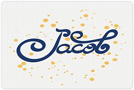 Ambesonne Jacob Pet-Mat az Étel, a Víz, a Név a Modern Kalligráfia Levelet Design Népszerű Név, Csúszásmentes gumiszőnyeg a Macskák, Kutyák,