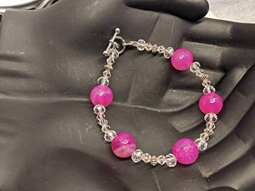 Gyöngyös, Kézzel készített Rózsaszín Karkötő Crystal | Női Ékszerek | Ajándék | Bohém Hippi Stílus |Anyák Napja