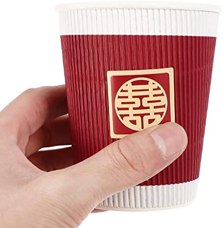 Amosfun Eldobható Kávét Papír Kávét Papír Kávét 20db Esküvői Bankett papírpohár Kínai Esküvői Ital Csésze Gyümölcslé Italok, Poharak