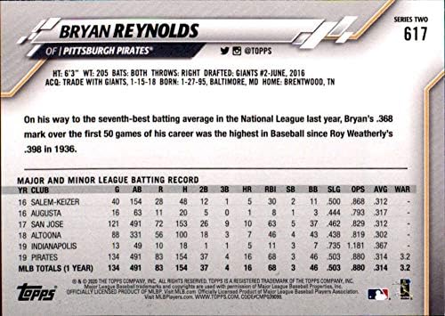 2020 Topps 617 Bryan Reynolds NM-MT Pittsburgh Pirates Baseball