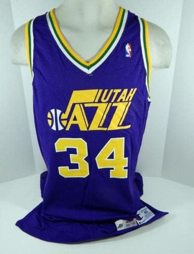1994-95 Utah Jazz David Benoit 34 Játék Kiadott Lila Jersey 46 DP07805 - NBA Játék Használt