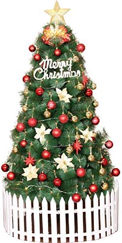 6.8 FT Megvilágított karácsonyfa, 600 Ág Tippek, Prémium MŰANYAG Tűk, Mesterséges karácsonyfa w/Led & Holiday Dekorok, Könnyű