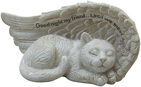 Kényelmes Óra 4 Polyresin Macska Békésen Alszik Angyal Szárny Emlékmű Pet-Szobor Figura Otthon Vagy A Kertben, Szürke, Kisállat