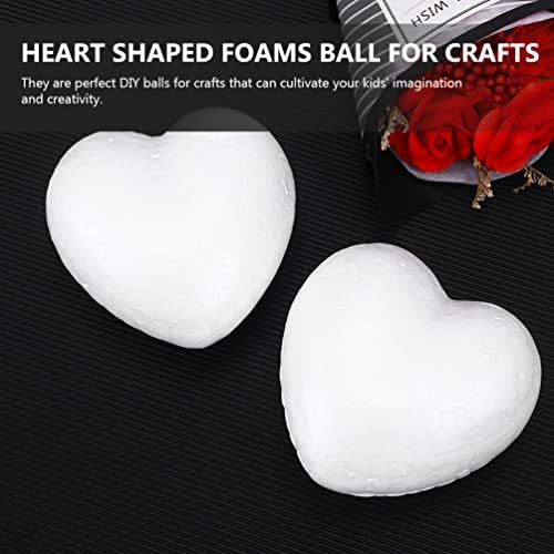 EXCEART 20 Csomag Fehér Szív Alakú Hab Golyó, Kézműves Hab Szívek Polisztirol Hab Szív DIY Craft Modell Hab virágkötészet Esküvői