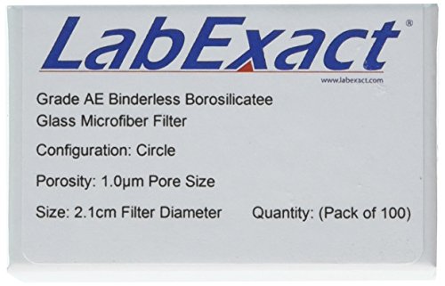 LabExact 1200207 Minőségű AE Üveg Mikroszálas Szűrő, Binderless Boroszilikát Üveg, 1.0 µm, 2.1 cm (Csomag 100)