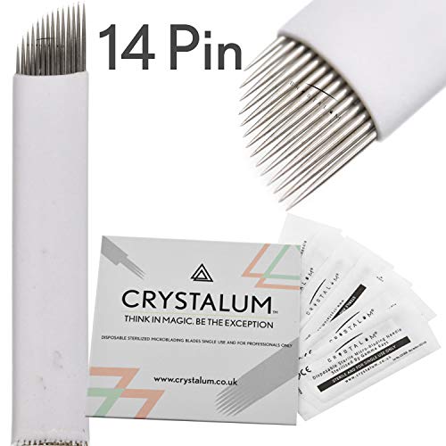 Microblading Tűk 0,20 mm Penge 14 Pin 50pcs Micro Penge Szemöldök Tetoválás Smink Kellékek PMU Termékek Kit CRYSTALUM