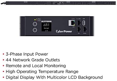 CyberPower PDU33103 Ellenőrzött 3 Fázis PDU, 208V, 20A, 44 Üzletek, 0U állványba szerelhető